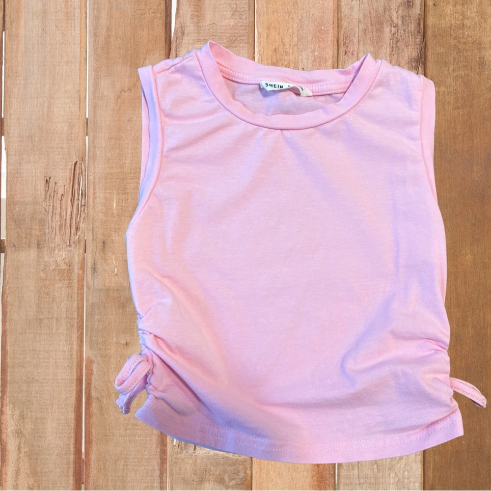 SHEIN Pink Ruched Tank Top Sleeveless Casual
